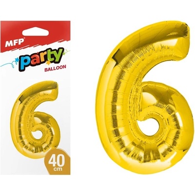 MFP Balónek č. 6 nafukovací fóliový 40 cm zlatý
