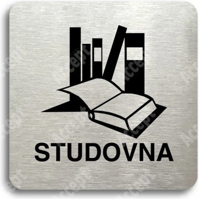 ACCEPT Piktogram studovna - stříbrná tabulka - černý tisk bez rámečku