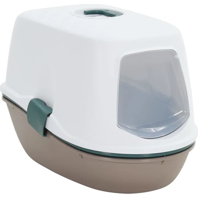 vidaXL Тава за котешка тоалетна капак бяло и кафяво 58, 5x39, 5x43 см PP (171805)