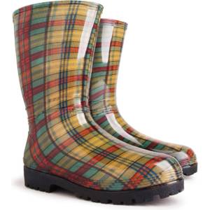Demar rainny print 0054 b карирани / Дамски гумени ботуши - кафяви 37-38 (0054b/37-38)
