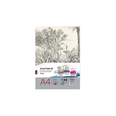 Drasca Падове за рисуване А4 скеч, графика и акварелен пад 3бр