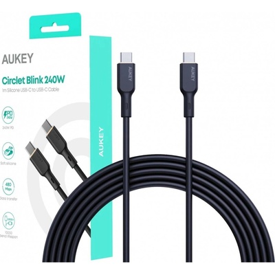 Aukey CB-SCC241 USB-C Power Delivery PD 240W 5A 20V 1m černý