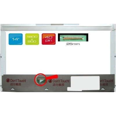B140RW03 V.0 LCD 14" 1600x900 WXGA++ HD+ LED 40pin display displej lesklý povrch