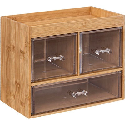 5five Organizér na kosmetické doplňky se zásuvkami a poličkou, bambusový