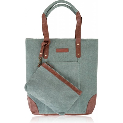 Paolo Peruzzi Shopper taška + kozmetická taštička E-23-BU sivo zelená