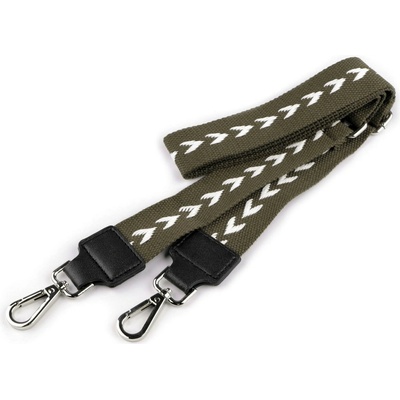 Textilní ucho / popruh na tašku s karabinami šíře 3,8 cm zelená khaki 1 ks