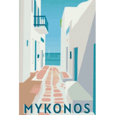 Vymalujsisam.cz Diamantové malování Řecko Mykonos 40 x 60 cm pouze srolované plátno Diamanty Čtvercové