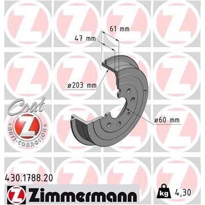 Brzdový bubon ZIMMERMANN COAT Z 430.1788.20