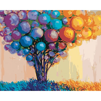 zuty Malování Podle Čísel Strom Zdobený Míčky 80 x 100 Cm Plátno Rám