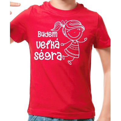 Fajntričko Kids detské tričko Budem veľká ségra červená