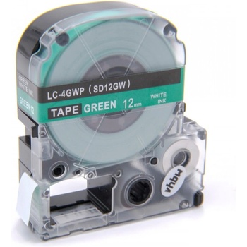 Compatible Epson LC-SD12GW, 12mm x 8m, бял печат / зелен фон, съвместима лента (LCSD12GW)