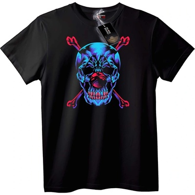 NOONEBRAND Тениска Неонов Skull Кости - 6XL, White