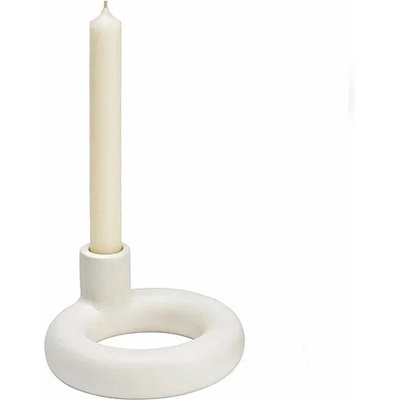 Nefertitis Svícen keramický pro stolní svíčky White circle NF41820 - 13 x 6 cm