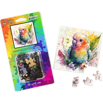 WoodMix Puzzles Дървен пъзел WoodMix, Животни, 40 части - Бебе папагал (WM-P40-0026)