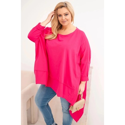 Kesi Dámska tunika Plus Size z bavlny s asymetrickým spodným lemom Ružová