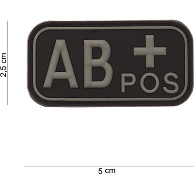 Gumová nášivka 101 Inc krv AB POS - čierna