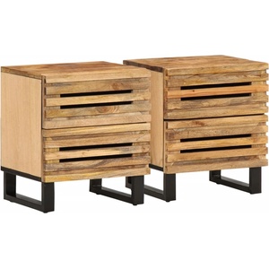 vidaXL Нощни шкафчета, 2 бр, 40x34x46 см, грубо дърво масив (377427)