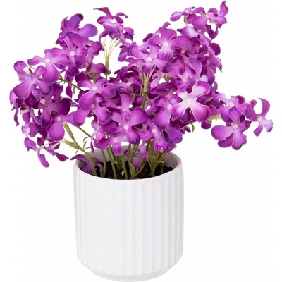 Atmosphera Umělé fialové květiny v bílém květináči, 27 cm