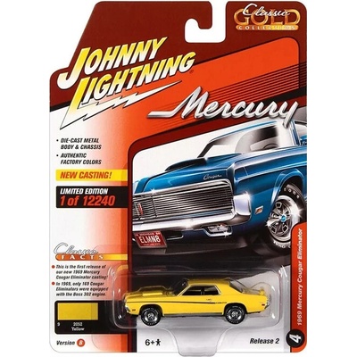 Mercury Cougar Eliminator 1969 žlutá Johnny Lightning 1:64