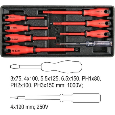 YATO Sada skrutkovačov elektrikárskych, 1000V, 8ks