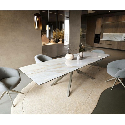 DELIFE Edge 300 x 100 cm keramika Onyx Pearl křížová podnož obdélník titanová