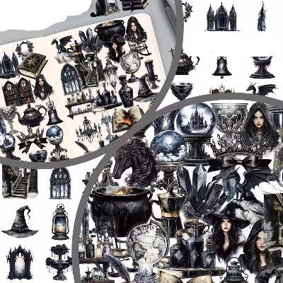 Nálepky sada Mix 50 ks magické dark fantasy