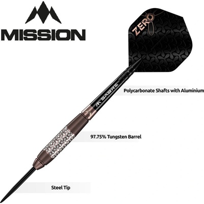 Sada steel šípok Mission Zero Bronze PVD 26g, 97,5% wolfram