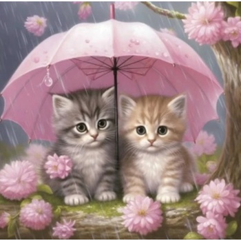 Norimpex - Puzzle Diamant painting: Kittens under an umbrella 30x40cm - 1 - 39 piese