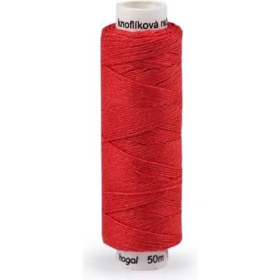 Nitě lněné knoflíkové 50 m 336 červená