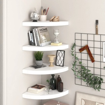 vidaXL 323909 Floating Corner Shelves 4 pcs High Gloss White 35x35x3, 8 cm MDF (323909)