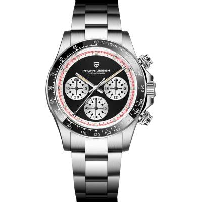 Мъжки часовник Pagani Design Wantage, Кварцов, Хронограф, Сребрист / Черен (PD-1676-SILVER-BLACK)