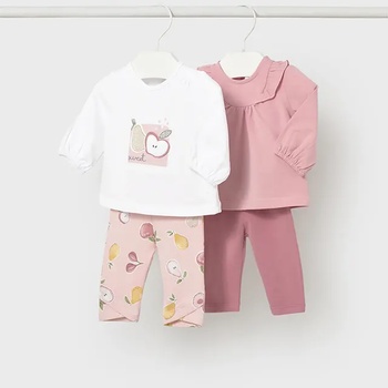 Mayoral Комплект два клина и две блузи в розово и бяло за новородено момиче Mayoral