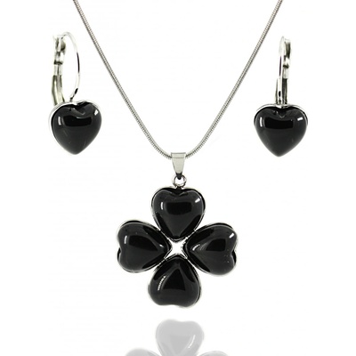 Foxette Černá achátová souprava šperků srdce Žlutá JF_0192 – Sleviste.cz