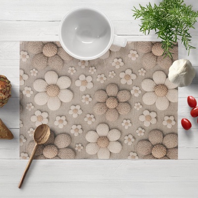 Biante prestieranie Terra TRA-005 Pletené kvety na sivobéžovom 35x45 cm