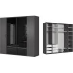 BRW Гардероб flex 261 / 66 / 240 см графит / черен лакобел 3 в 1 (f57-szafa_zestaw_138-gf/gf/cap)