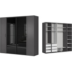 BRW Гардероб flex 261 / 66 / 240 см графит / черен лакобел 3 в 1 (f57-szafa_zestaw_138-gf/gf/cap)