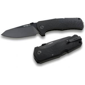 lionSTEEL tm1 cb / Много здрав джобен нож с черно острие и дръжка от въглеродни влакна - черен (lion0053)