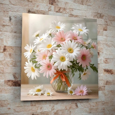 Art gift Стъклено АРТ пано - Романс с Маргаритки