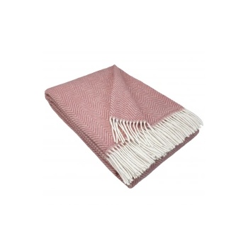Interblanket 100% Вълнено Одеяло: Нежен Дизайн „Рибена Кост В Цвят Розов Руж