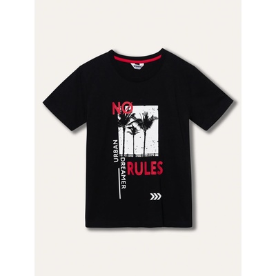 Winkiki kids Wear chlapecké tričko s krátkým rukávem No Rules černá