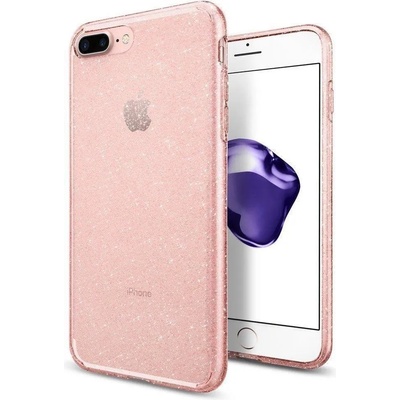Spigen Противоударен Блестящ Калъф за iPhone 8/7 Plus, Spigen Liquid Crystal Glitter Quartz Case, Розов (043CS21759)