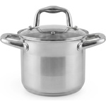 Voltz Дълбока тенджера Oliver Voltz OV51211E14, 1.5 л, Ø14x12 см, Стъклен капак, Неръждаема стомана, Индукция, Сребрист (OV51211E14)