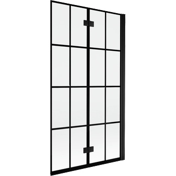 Mexen Mist вана параван, двукрилен, десен 100 x 150 см, черна решетка, черен - 8A9-100-002-70-77-P (8A9-100-002-70-77-P)