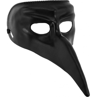 maska na Benátky dlouhý nos plast černá
