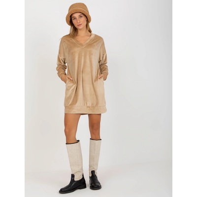 Velúrové mini šaty RP-TU-8189.00X beige