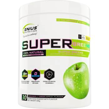 Genius Nutrition Super Greens | 100% Natural 9 Super Ingredients [300 грама] Зелена ябълка