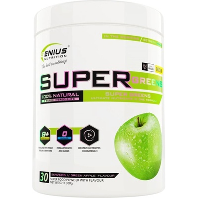 GENIUS NUTRITION Super Greens | 100% Natural 9 Super Ingredients [300 грама] Зелена ябълка