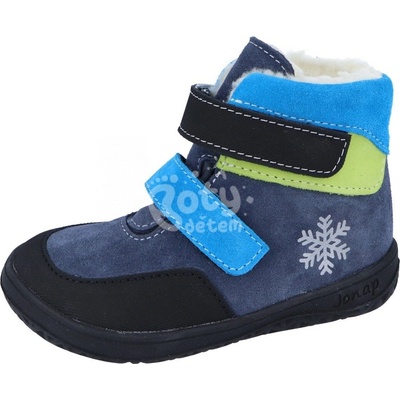 Jonap zimní kožené barefoot boty s membránou Jerry modrá