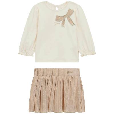 Комплект от 2 части Guess - Блузка с панделка и къса пола, бяла, 12 м (20261-A6RG15-K6YW0-G012-12M)