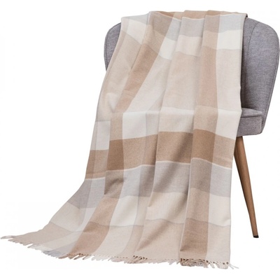SCANquilt Deka vlnená DELI WOOL kocka sivá béžová 130x180